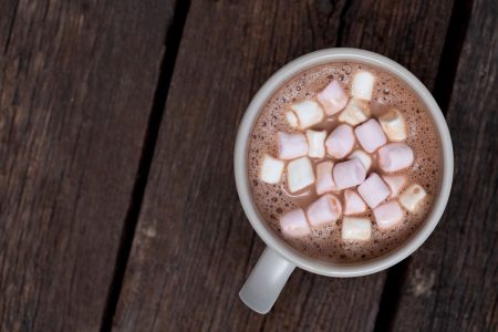up of hot chocolate with marshmallows