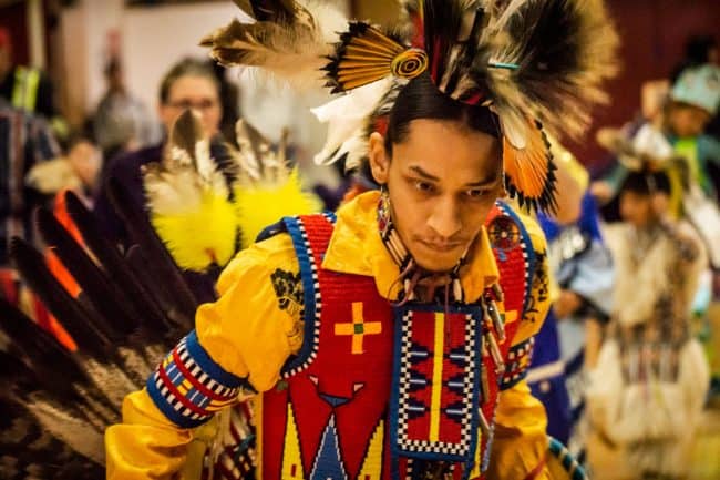 Skagit Valley College pow wow yellow dancer