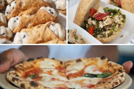 San Gennaro Festival food - Seattle (cannoli, sandwich, pizza)