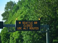 West Seattle Bridge closed sign on I-5 in Seattle