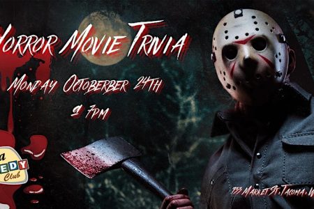 Banner for Tacoma Comedy Club horror trivia