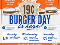 Poster for Dick's Drive-In 19-cent burger day 2023