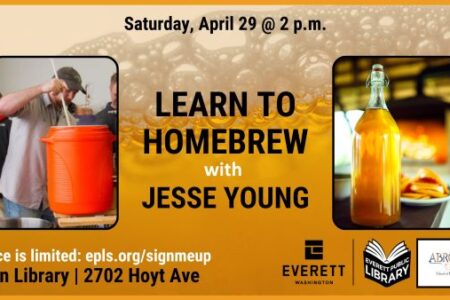 Banner for Everett Library Learn to Homebrew with Jesse Young