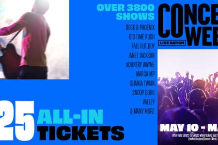 Live Nation Concert Week 2023 banner ($25 concert tickets May 10-16 or while supplies last)