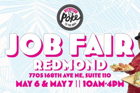Banner for Sam Choy Poke to the Max Redmond Job Fair May 6-7, 2023