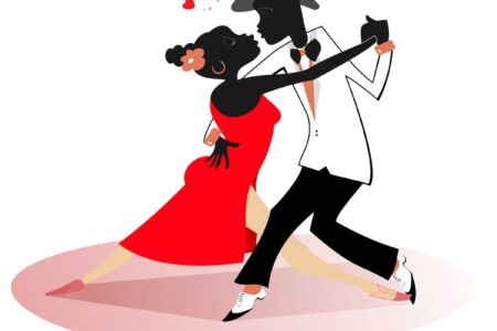 illustration of romantic dancing couple