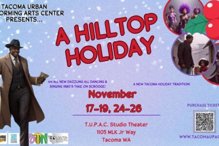 Banner for Hilltop Holiday adaption of Scrooge in Tacoma November 2023