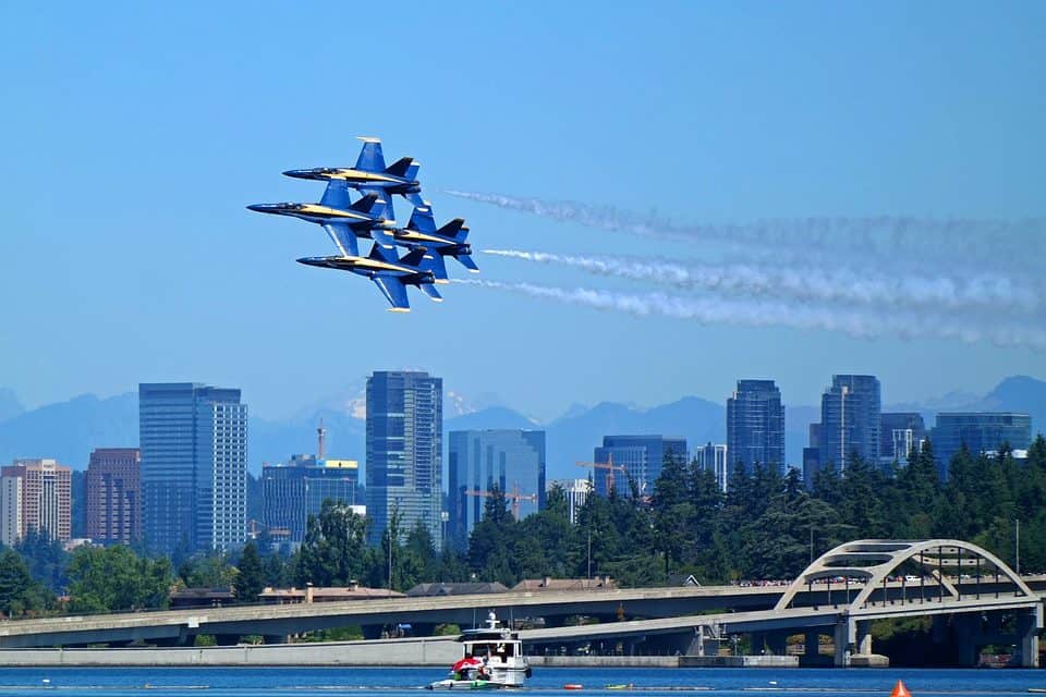 Blue Angels Navy Jets over Lake Washington Seattle