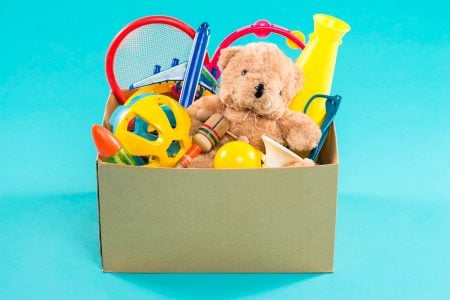 Box of toys for consignment sales photo - DepositPhotos.com