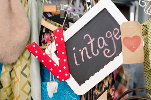 Vintage sign at second-hand store