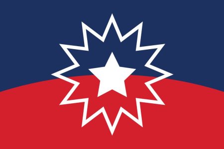 red, white, and blue Juneteenth flag