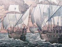 Columbus caravels, niña, pinta, santa maria, italian banknote lire