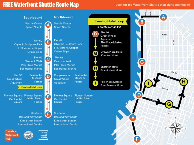 Seattle Waterfront shuttle map 2025